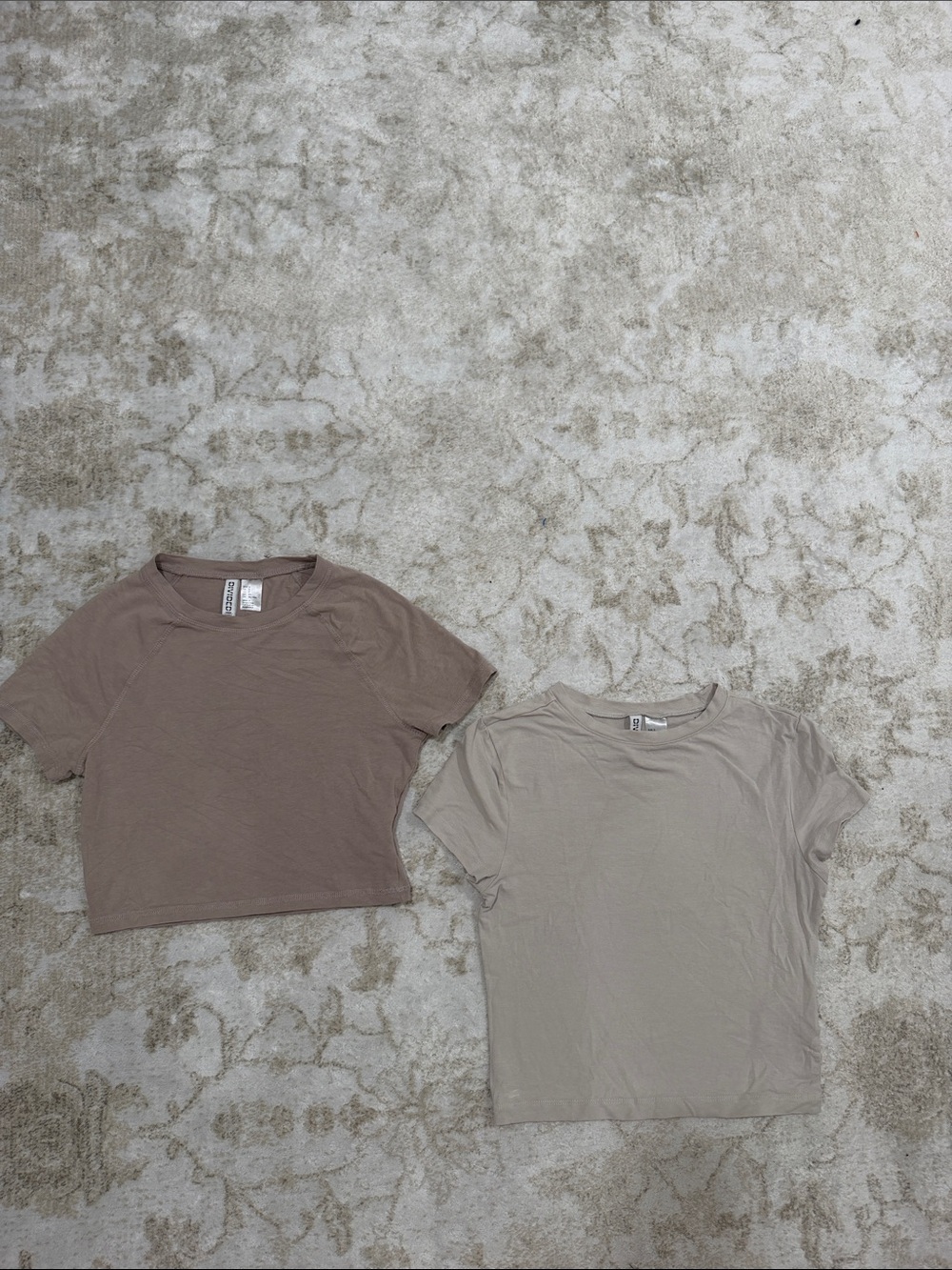 Women’s Neutral Crewneck Tees - Taupe & Light Beige